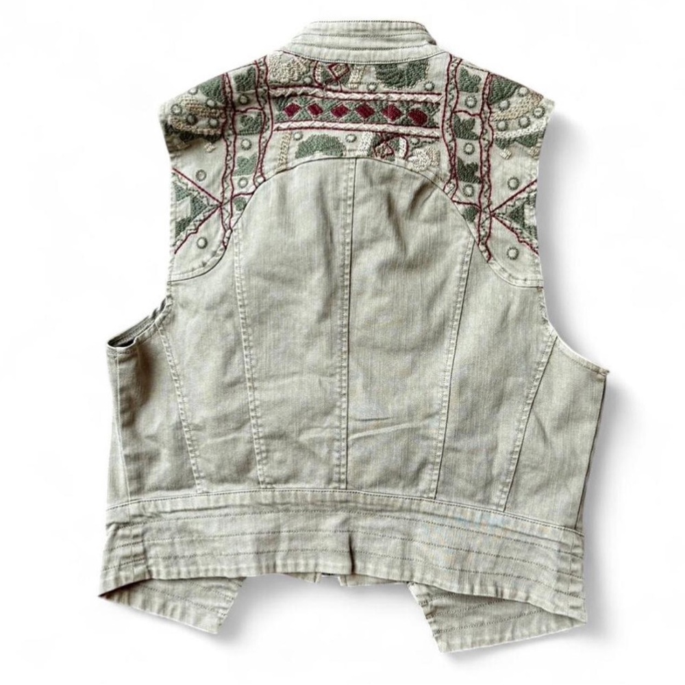 BKE Outerware Embroidered Moto Vest Medium Boho Festival Grunge Eclectic Biker